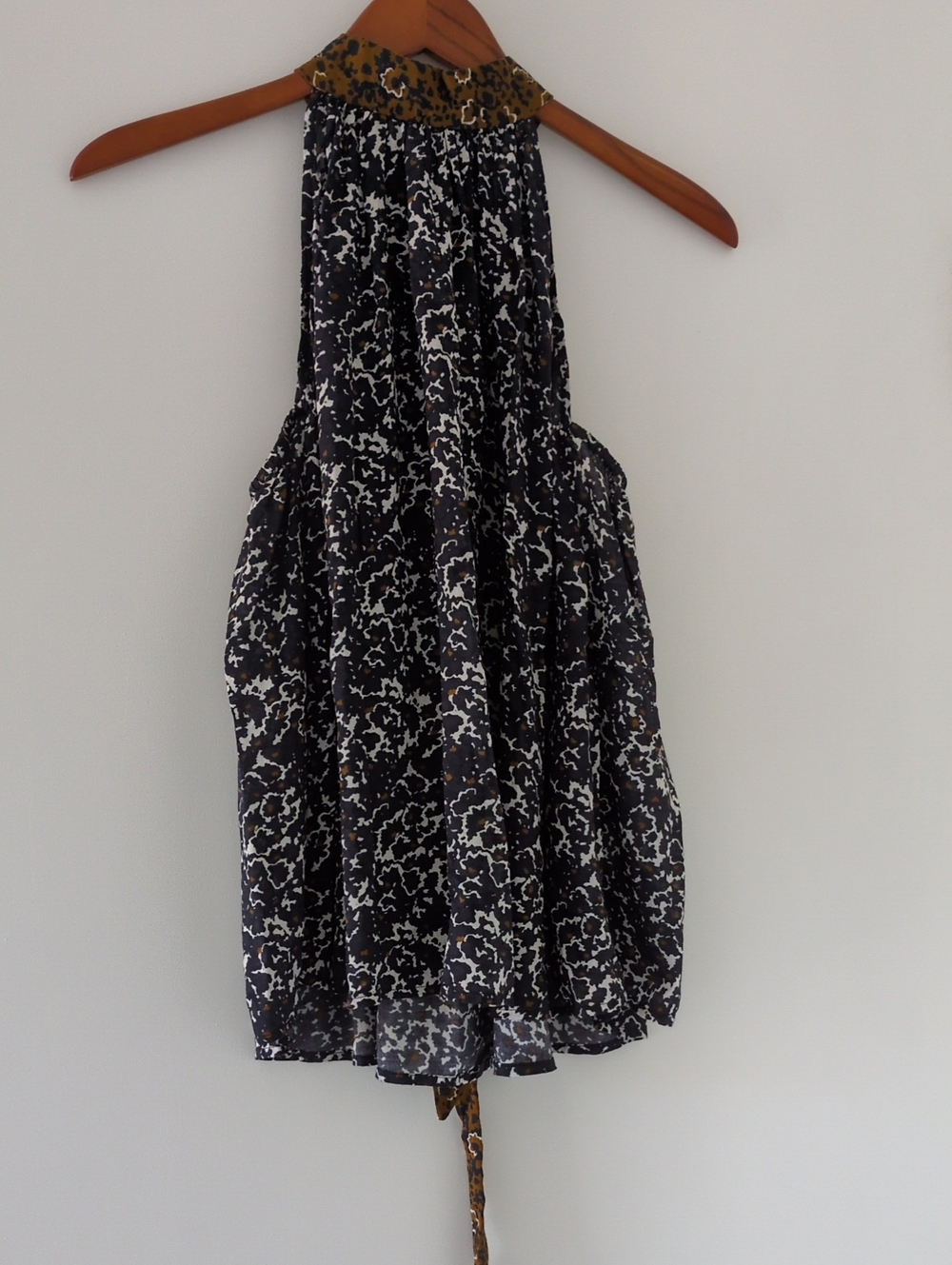 Apiece Apart Black and Mustard Floral Halter Top